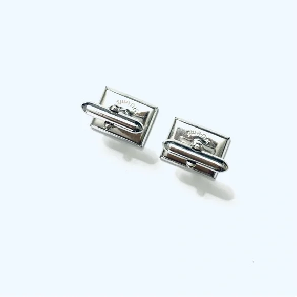 SWANK Vintage Mother of Pearl Silver Plated Cufflinks - Picture 2 of 5
